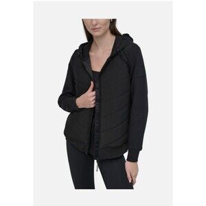 DKNY Women’s Jacket Size M Black Lightweight Hybrid Full Zip